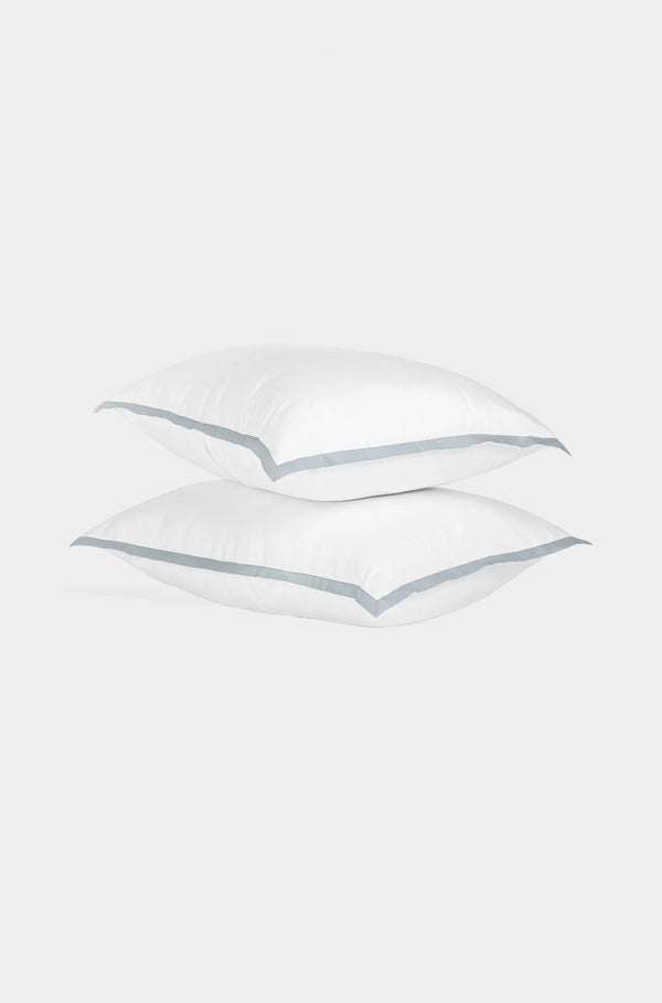 Luxury Organic Sateen Border Oxford Pillowcase Set White/Blue