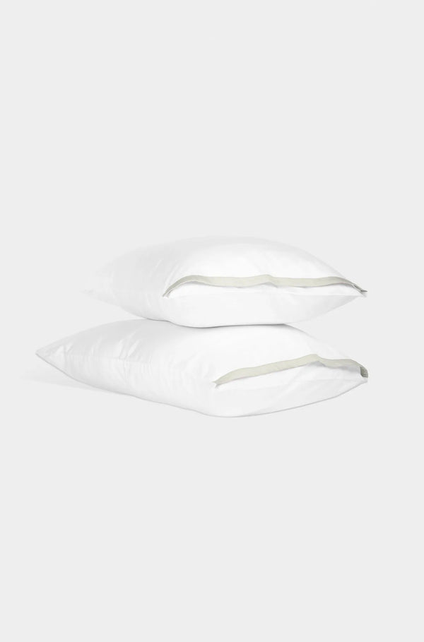 Luxury Organic Sateen Border Pillowcase Set White/Grey