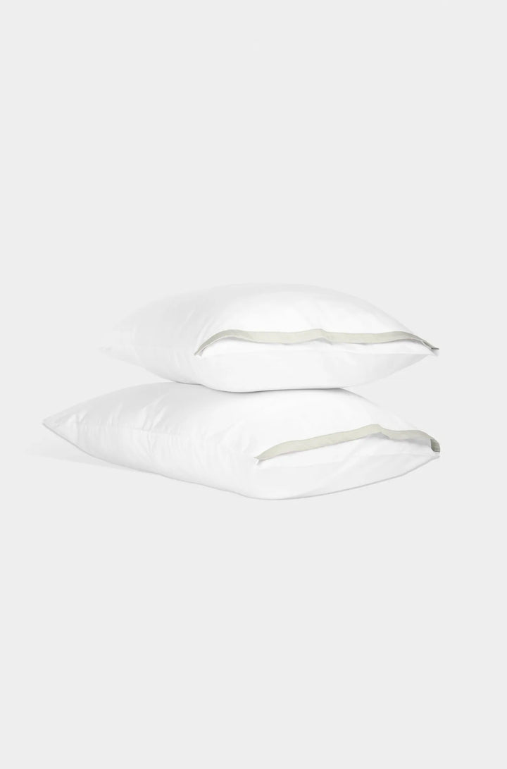 Luxury Organic Sateen Border Pillowcase Set White/Grey